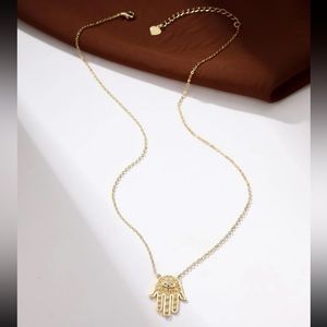 Hamsa hand necklace blue eye NEW